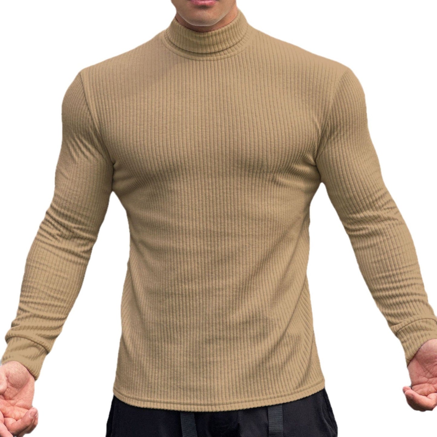 Herren Langarmshirt Elegantes Rippmuster Modern