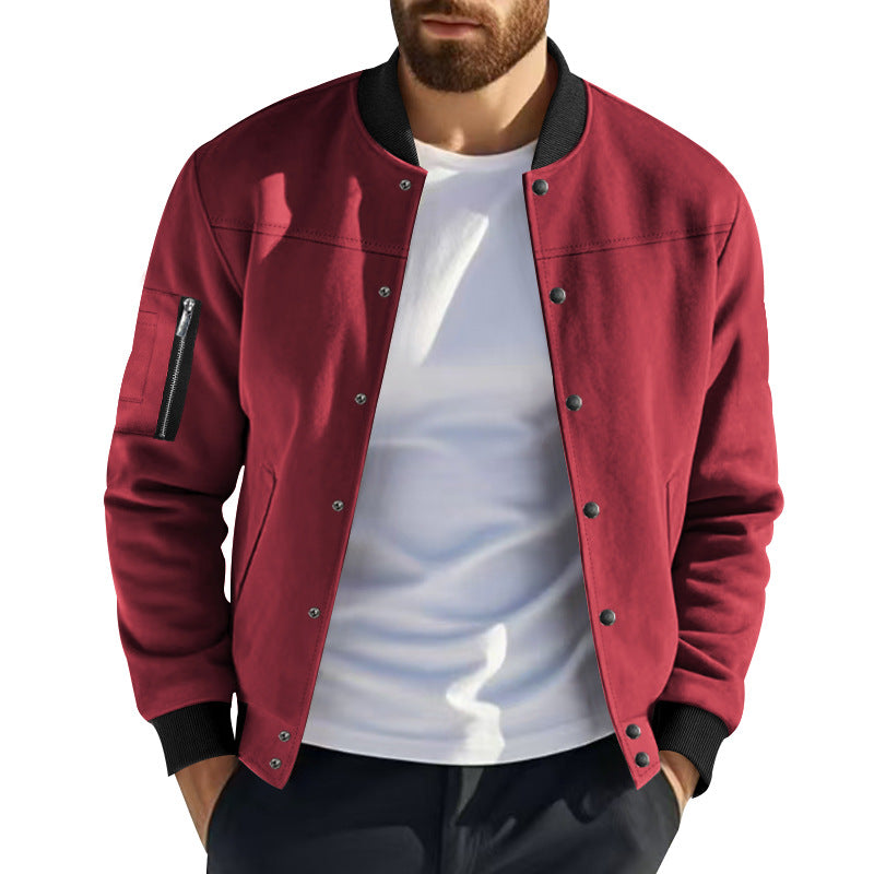 Herren Collegejacke Modern mit Taschen Grau Casual