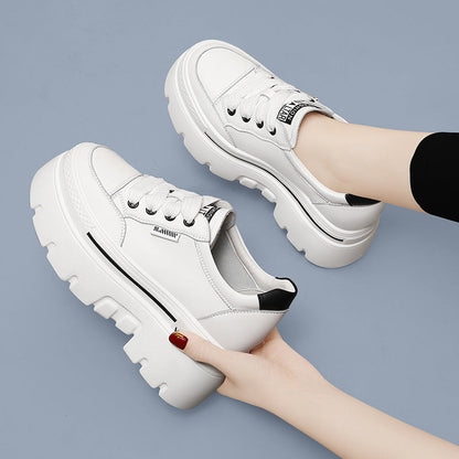 Damen Plateau Sneaker Rutschfest Schnüren Modisch