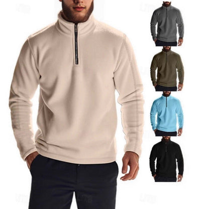Herren Fleece Pullover Warm Halbhoch Reißverschluss - BerlinGlamour