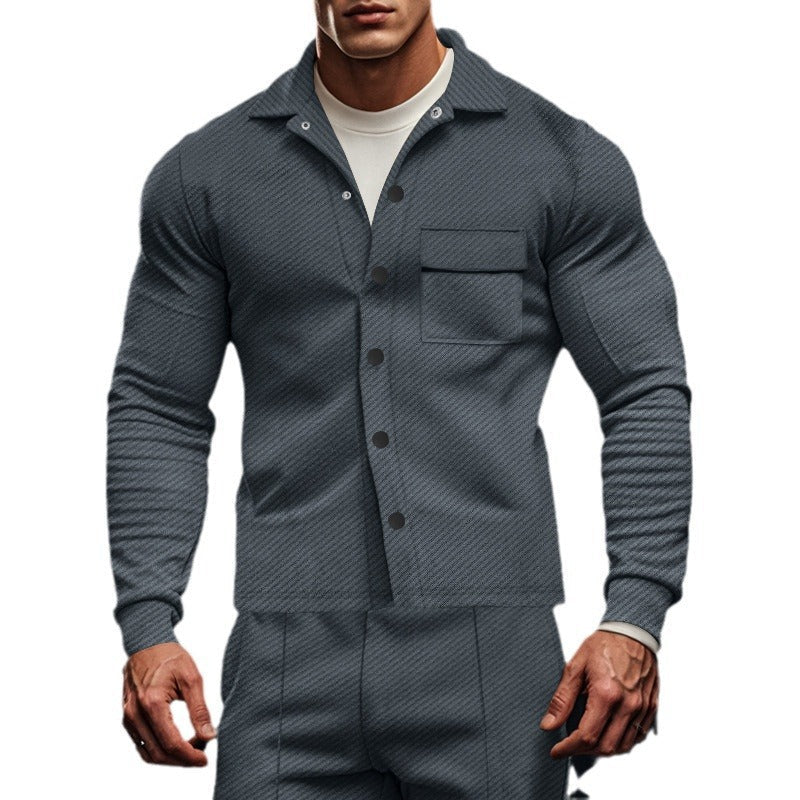 Herrenjacke Modern aus Baumwolle mit Knöpfen und Brusttasche
