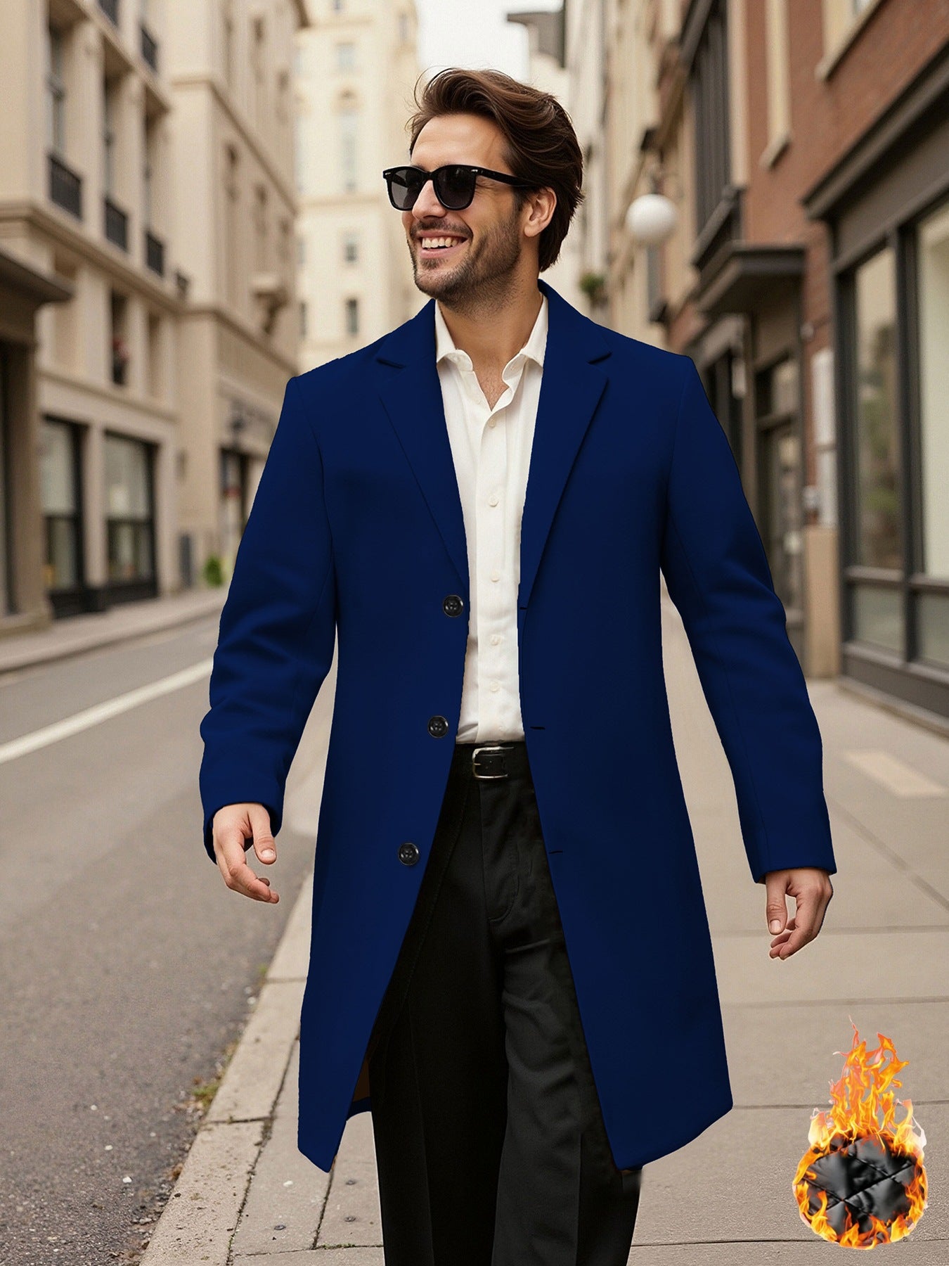 Herren Mantel Doppelreihig Elegant Leder