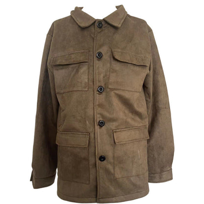 Herren Lederjacke Suede Style Vieltaschig Modern