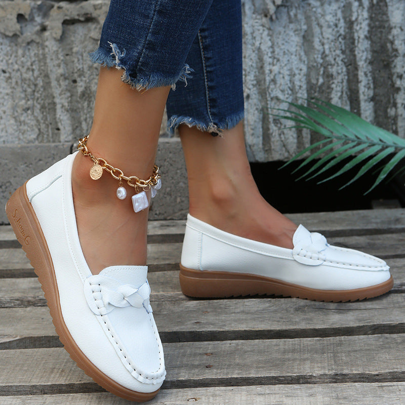 Damen Mokassinschuh Flechtendesign Elegantes Schuhwerk
