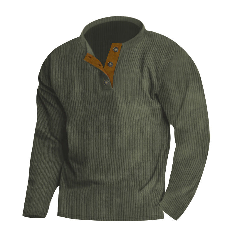 Herren Pullover Lässig Rundhals mit Knöpfen und Rippmuster