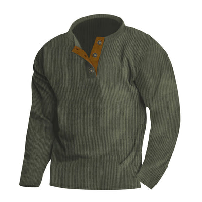 Herren Pullover Lässig Rundhals mit Knöpfen und Rippmuster