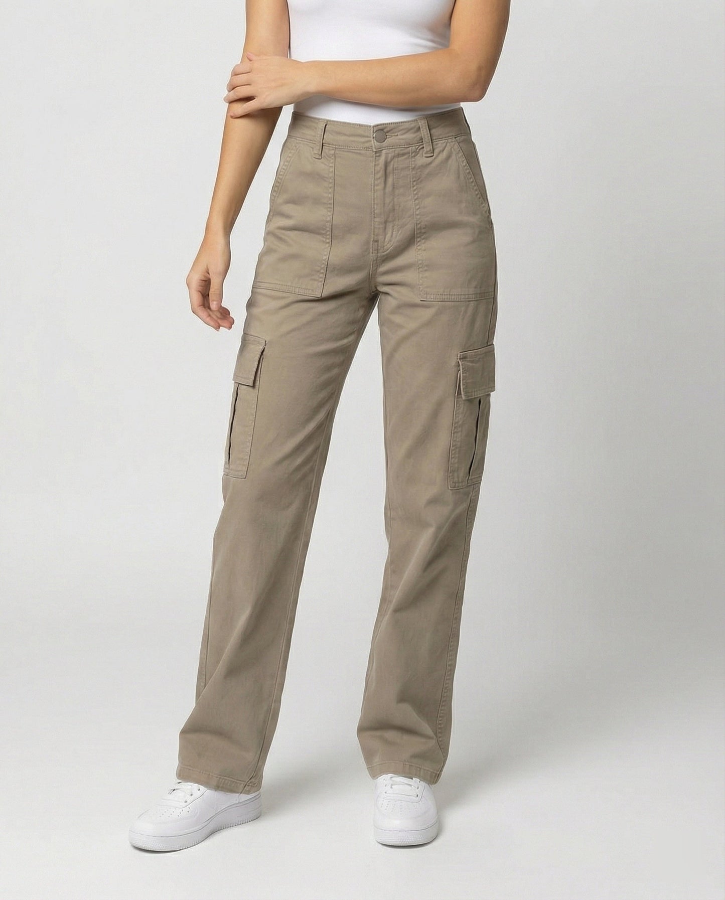 Damen Cargohose Robust Baumwolle Gerade Bein Klapptaschen - BerlinGlamour
