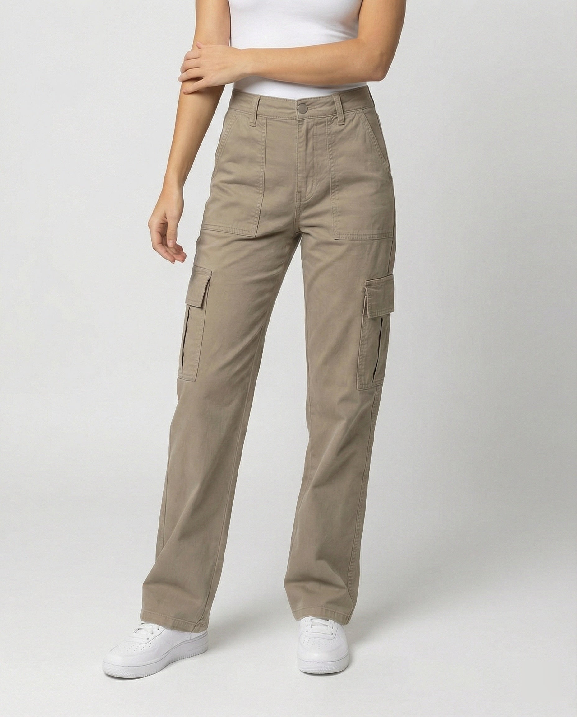 Damen Cargohose Robust Baumwolle Gerade Bein Klapptaschen - BerlinGlamour