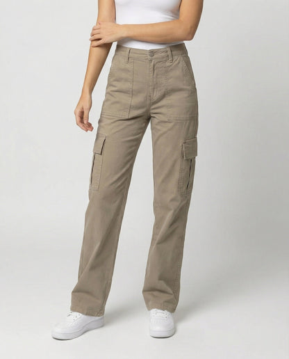 Damen Cargohose Robust Baumwolle Gerade Bein Klapptaschen - BerlinGlamour