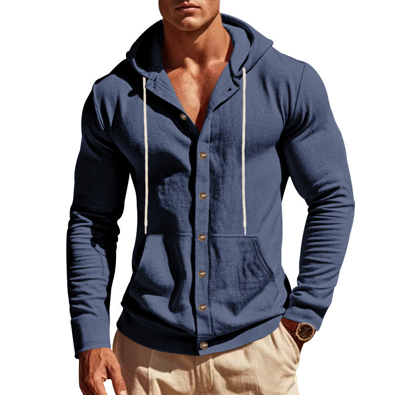 Herren Kapuzenpullover Lässig mit Knöpfen Urban Style