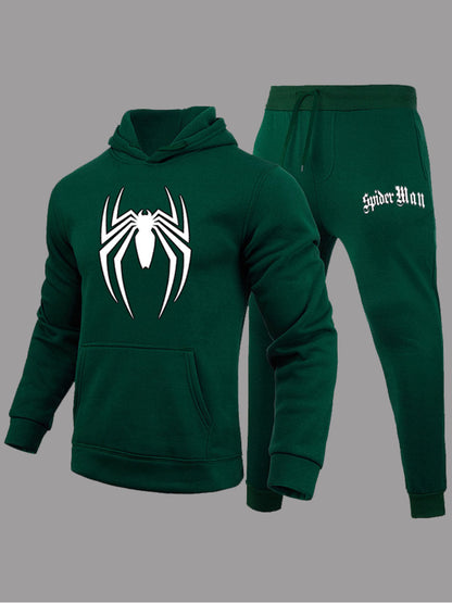 Herren Jogginganzug Sportlich mit Kapuze Spider Motiv Set