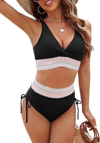 Bikini-Set Damen Modisch Hochgeschnitten Wickeloberteil