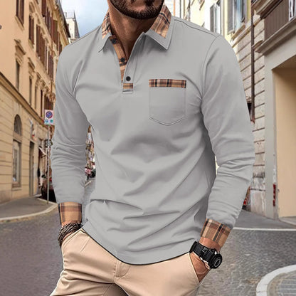 Herren Poloshirt Modern Kontrastkragen Trendy Style