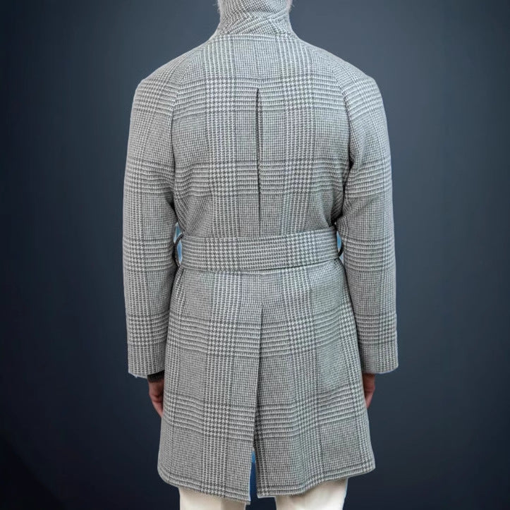 Herren Karomantel Modern mit Hochkragen Trendy