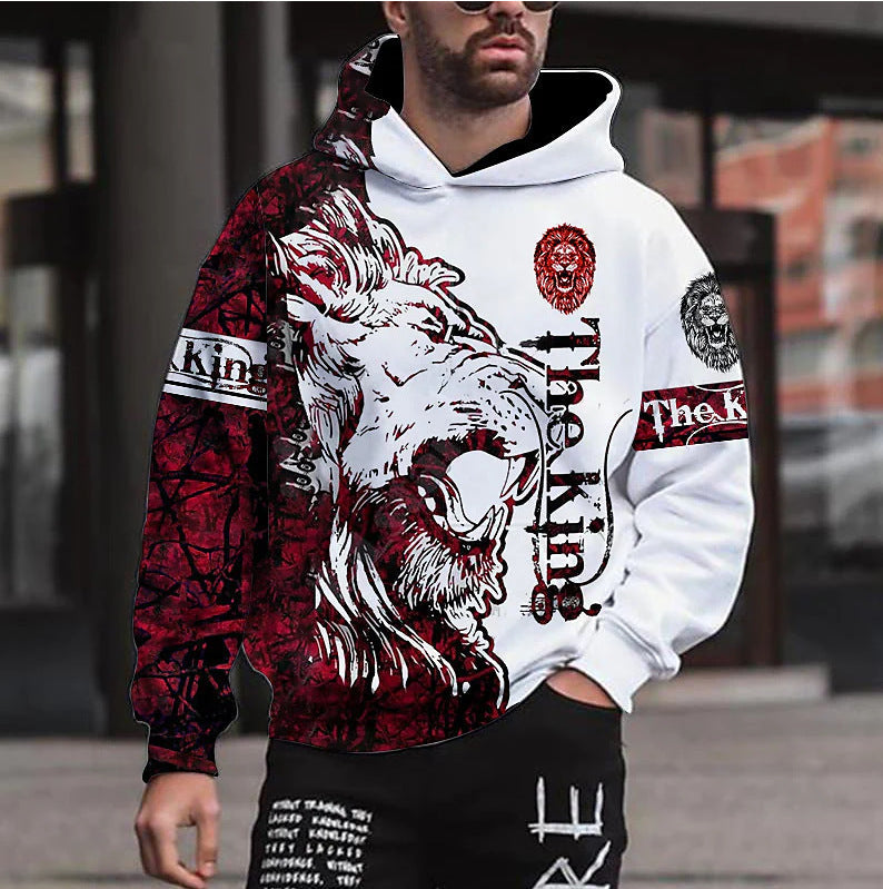 Männer Kapuzenpullover Löwen Motiv Graffiti Style
