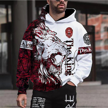 Männer Kapuzenpullover Löwen Motiv Graffiti Style