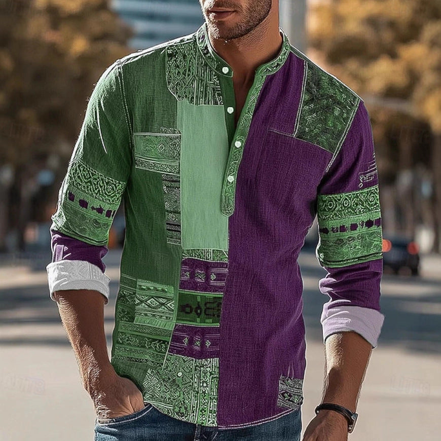 Herren Hemd Modern Patchwork Style Einzigartig - BerlinGlamour