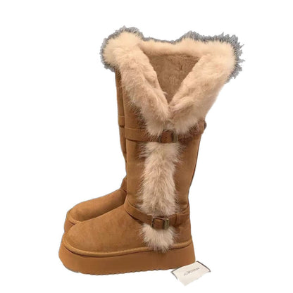 Damen Winterstiefel Warm Kuschelig mit Kunstfell