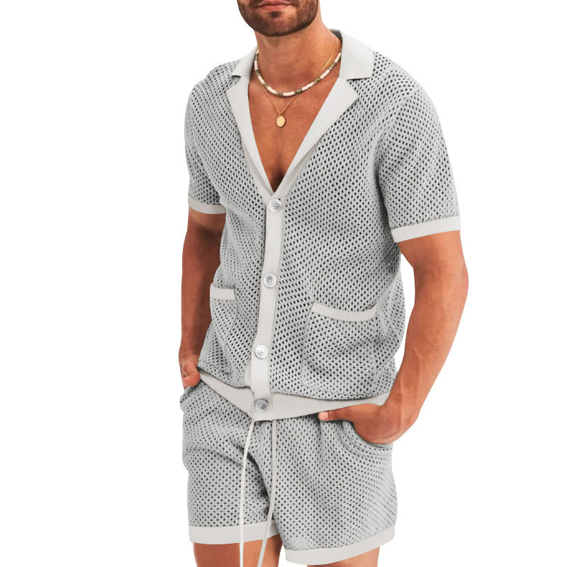 Herren Leichtes Sportset Kurzarm Hemd und Shorts atmungsaktiv