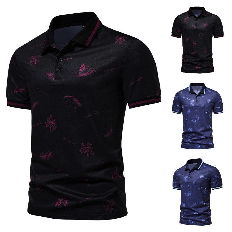 Herren Polohemd Modern Floralmuster Berlin Style