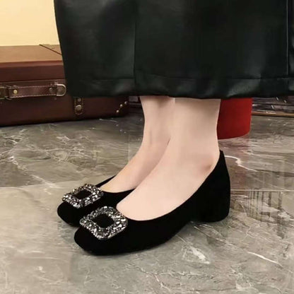 Damen Ballerinas mit Glitzer Schleife Schwarz