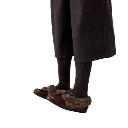 Damen Hausschuhe Weich Fleece Warm mit Doppelriemen