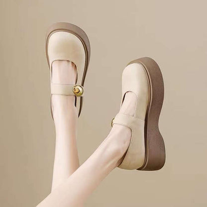 Damen Plateau Ballerinas Elegant Schnalle Modisch Hoch