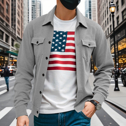 Herren Oberhemdjacke Lässig Modern mit Taschen