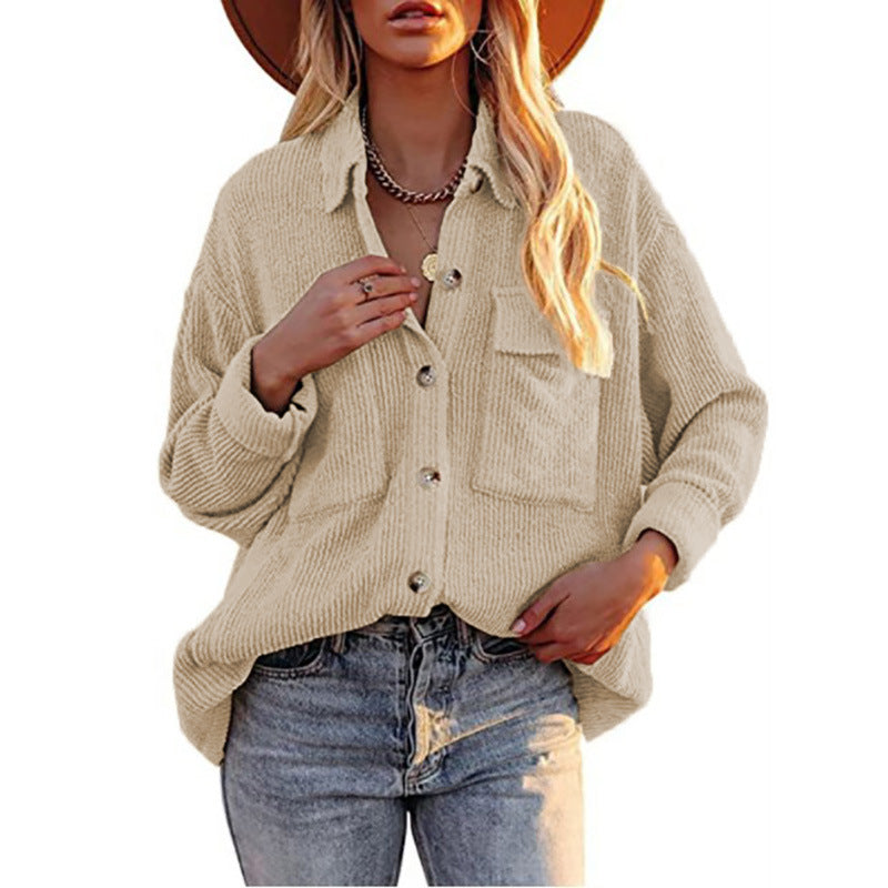 Damen Strickjacke Lässig mit Knöpfen und Taschen