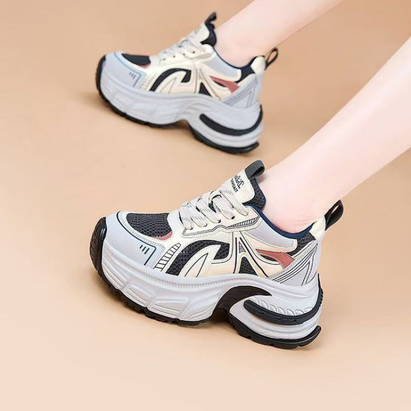 Damen Sneaker Sportlich Chunky atmungsaktiv Schwarz