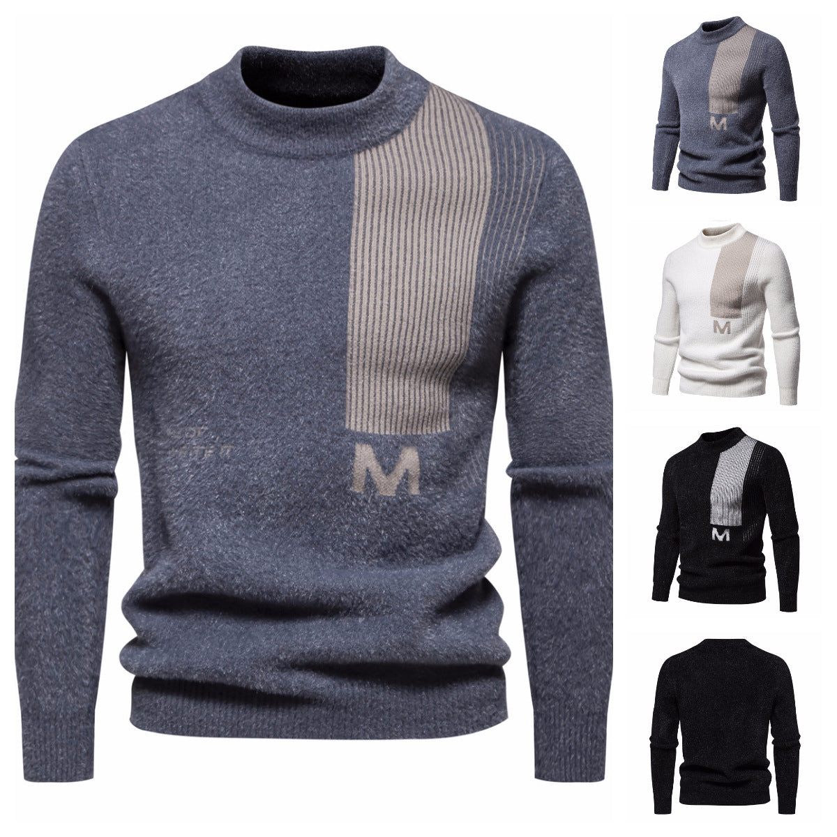 Herren Strickpullover Modern Stehkragen Strukturiert Hochwertig - BerlinGlamour