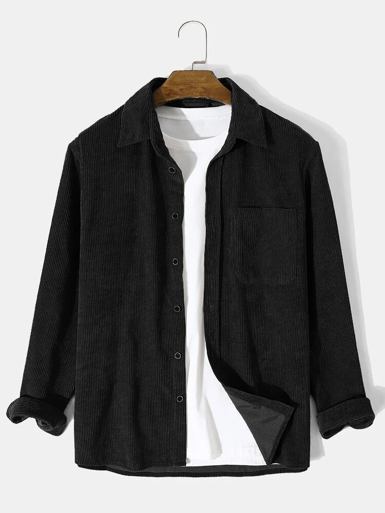 Herren Cordjacke Bequem Grün Lederoptik