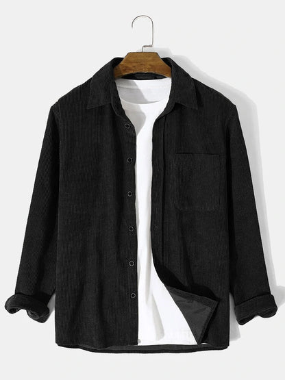 Herren Cordjacke Bequem Grün Lederoptik