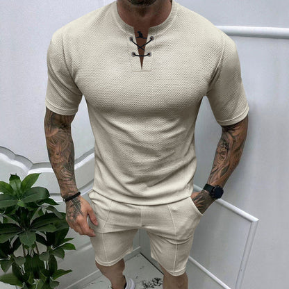 Herren Sportshirt Kurzarm Set Strukturdesign Modern