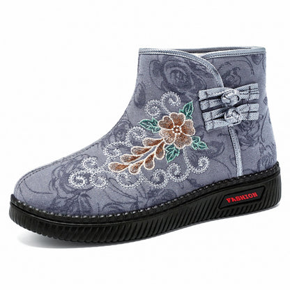 Damen Winter-Stiefel Elegante Bestickte Ankle Boots