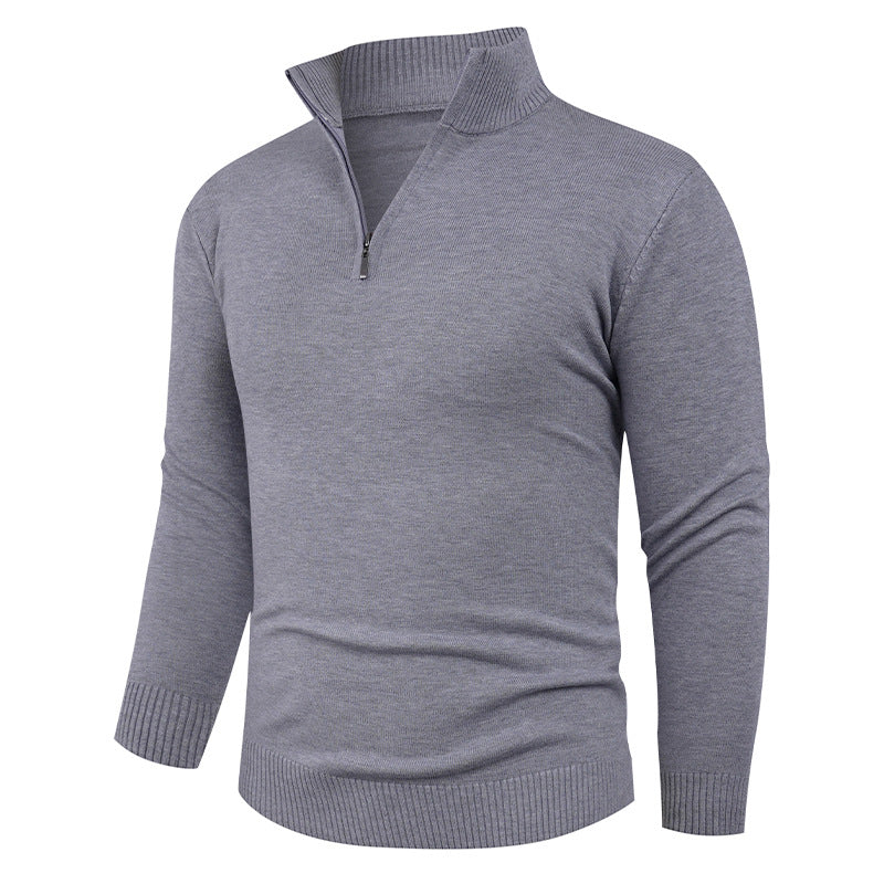 Herren Strickpullover Hochkragen Reißverschluss Warm