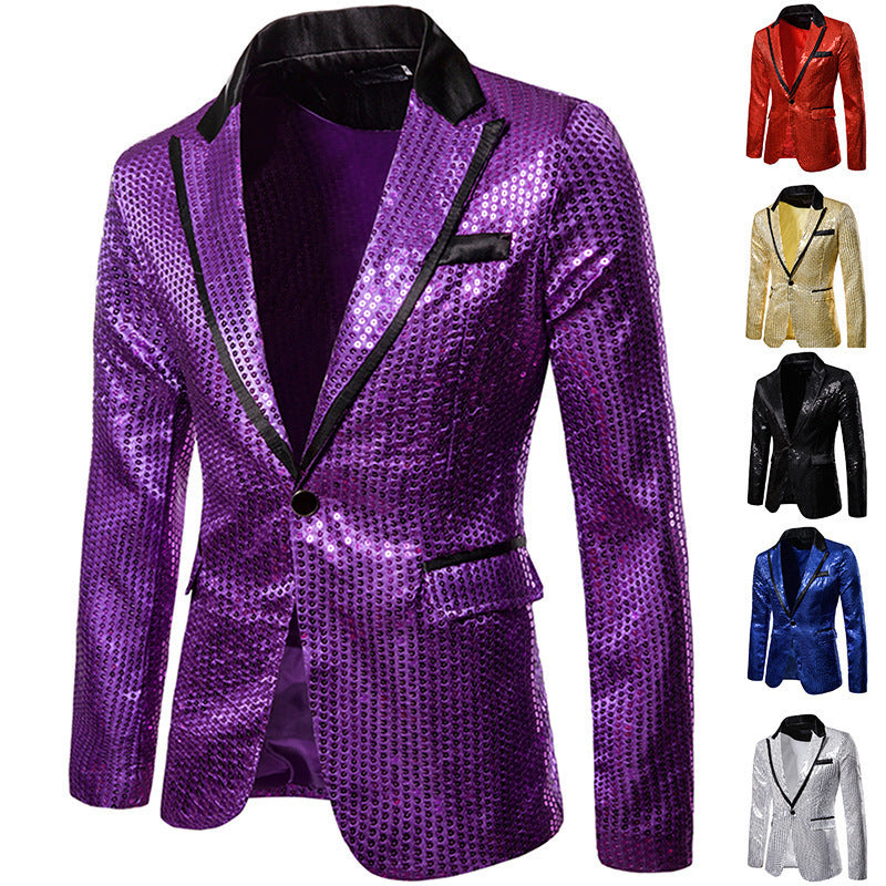 Glitzernder Herren Blazer Pailletten Jacke Party