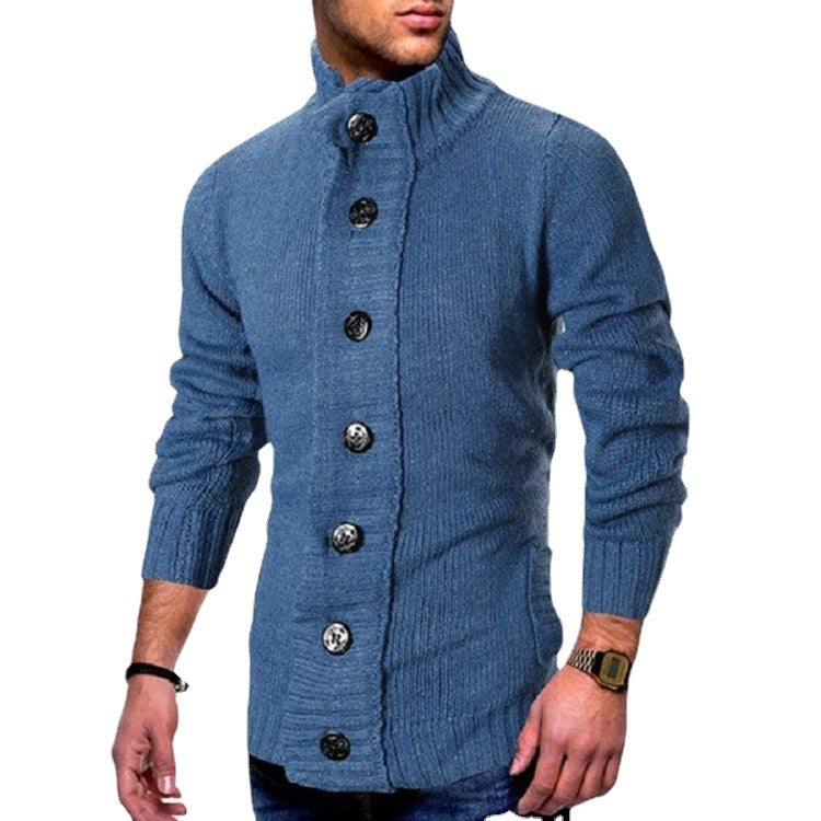 Herren Strickjacke Hochkragen Modern mit Knopfdesign