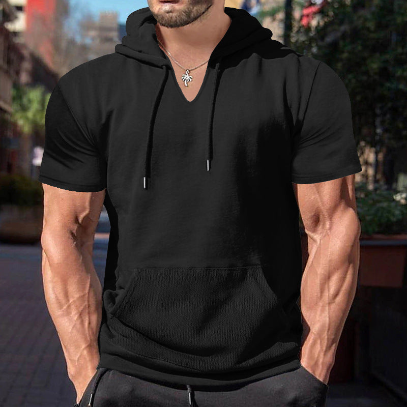 Herren Kapuzenshirt Modern mit Kängurutasche V-Ausschnitt