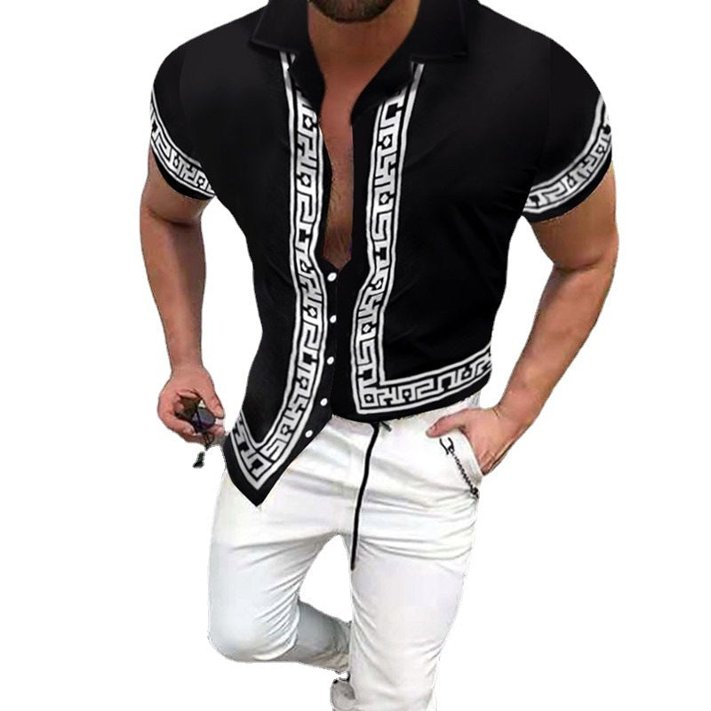 Herren Hemd Kurzarm Geometrisch Druck Modern Berlin Style
