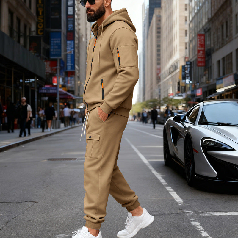Herren Jogginganzug Kapuze mit Taschen Modern Sportlich