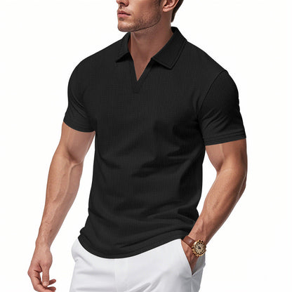 Herren Poloshirt Modern V-Ausschnitt Strukturiert