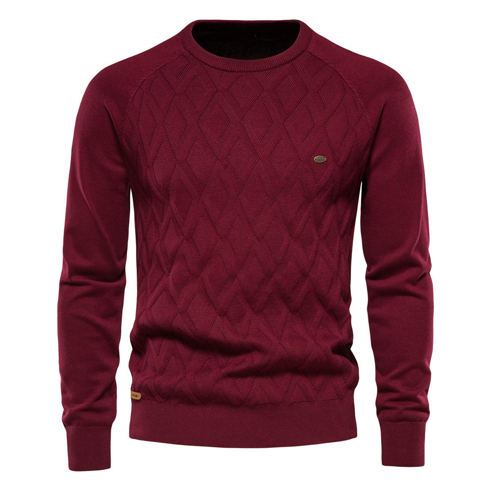 Herren Strickpullover Rautenmuster Modern Rundhals