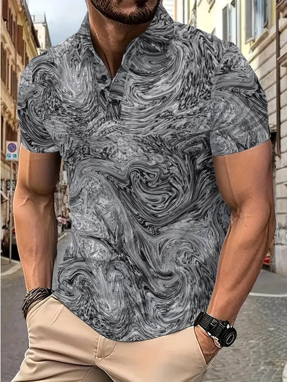 Herren Poloshirt Kurzarm Modernes Wellenmuster Berlin