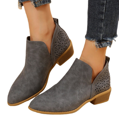 Damen Stiefel Ankle Boots Elegantes Lochmuster Design