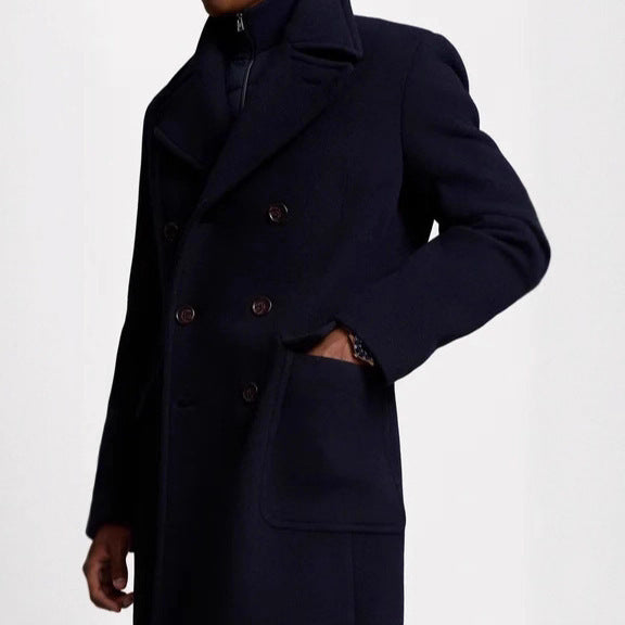 Herren Wollmantel Doppelmantel mit Steppjacke Abnehmbar Modern