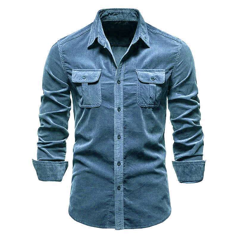 Herren Denim Hemd Modern Schnitt mit Brusttaschen