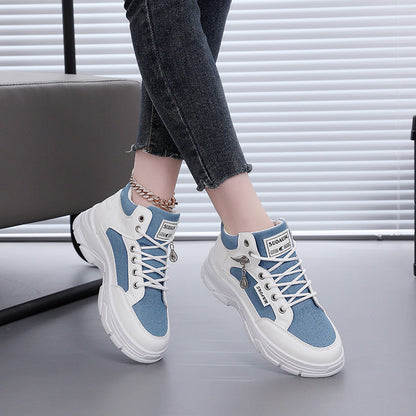 Damen Sneaker High-Top Leopardenmuster Schwarz Trend