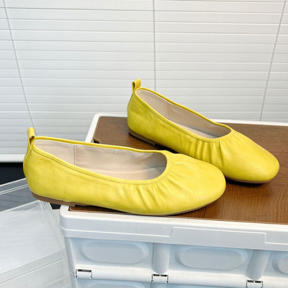 Damen Ballerinas Leder Elastisch Bequem Schuhe