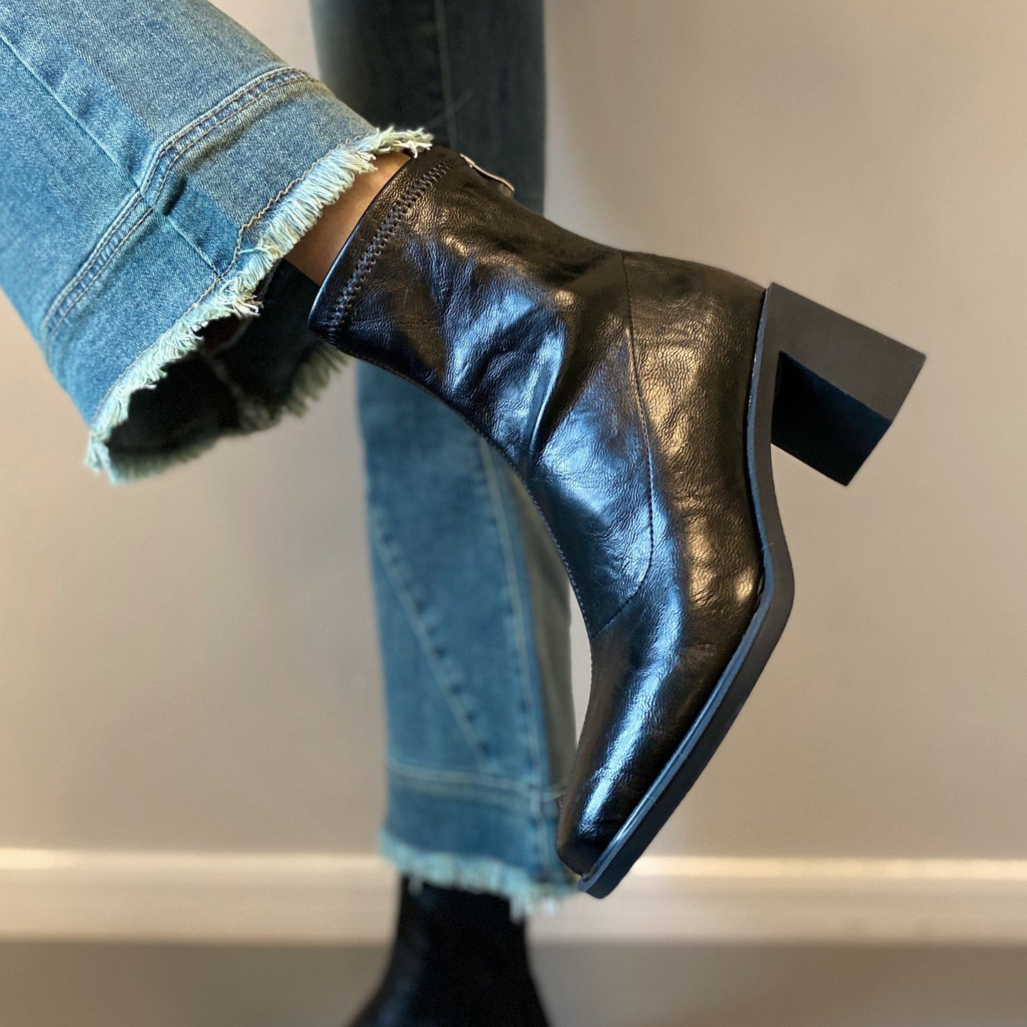 Damen Stiefeletten Hoch Hacken Elegante Blockabsatz Schuhe